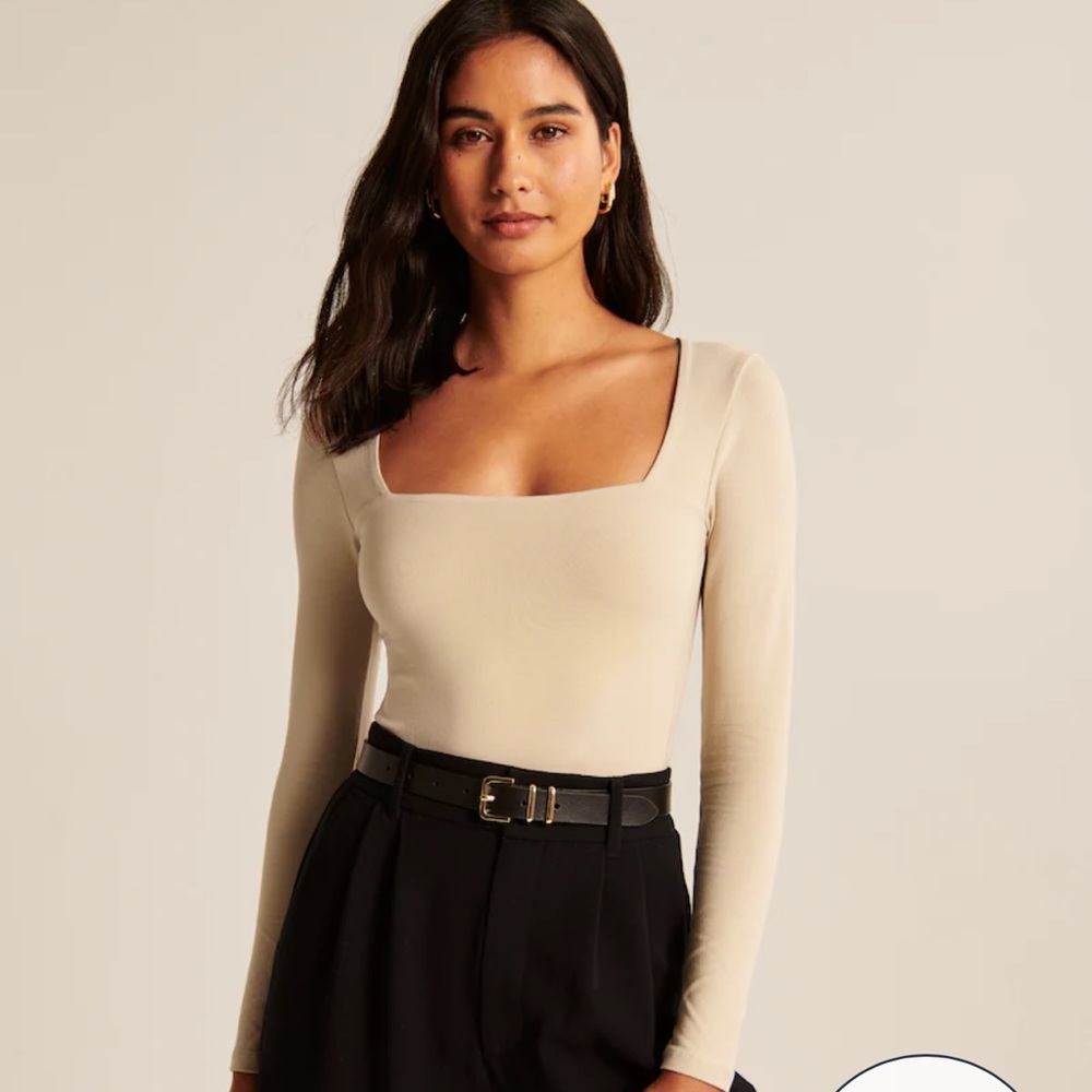 Abercrombie and Fitch soft af light brown squareneck bodysuit